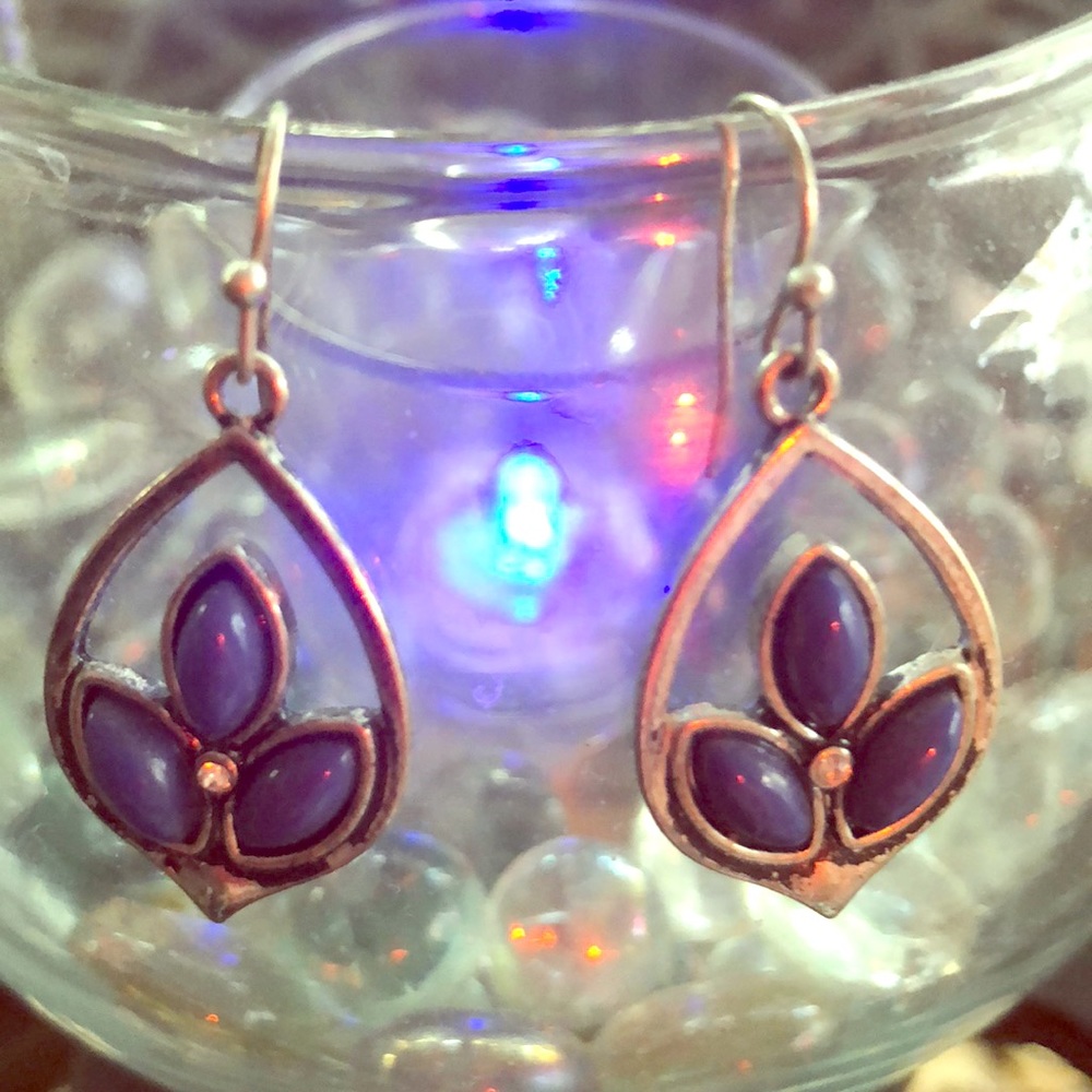 Silver and Blue Pear Shaped Dangle Earrings